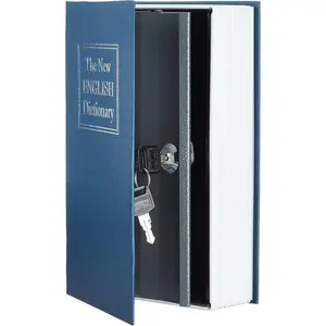 Secret Hidden Dictionary Safe with Metal Lock, Money Hiding Box for Secure Storage, Blue