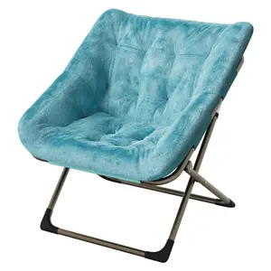 Garvee Oversized Collapsible Saucer Chairs for Adults with Soft Faux Fur Upholstery, Durable Metal Frames, No Assembly Needed, Foldable, Ideal for Bedroom, Living Room, Dorm, Apartment, Small Spaces, Multiple Colors