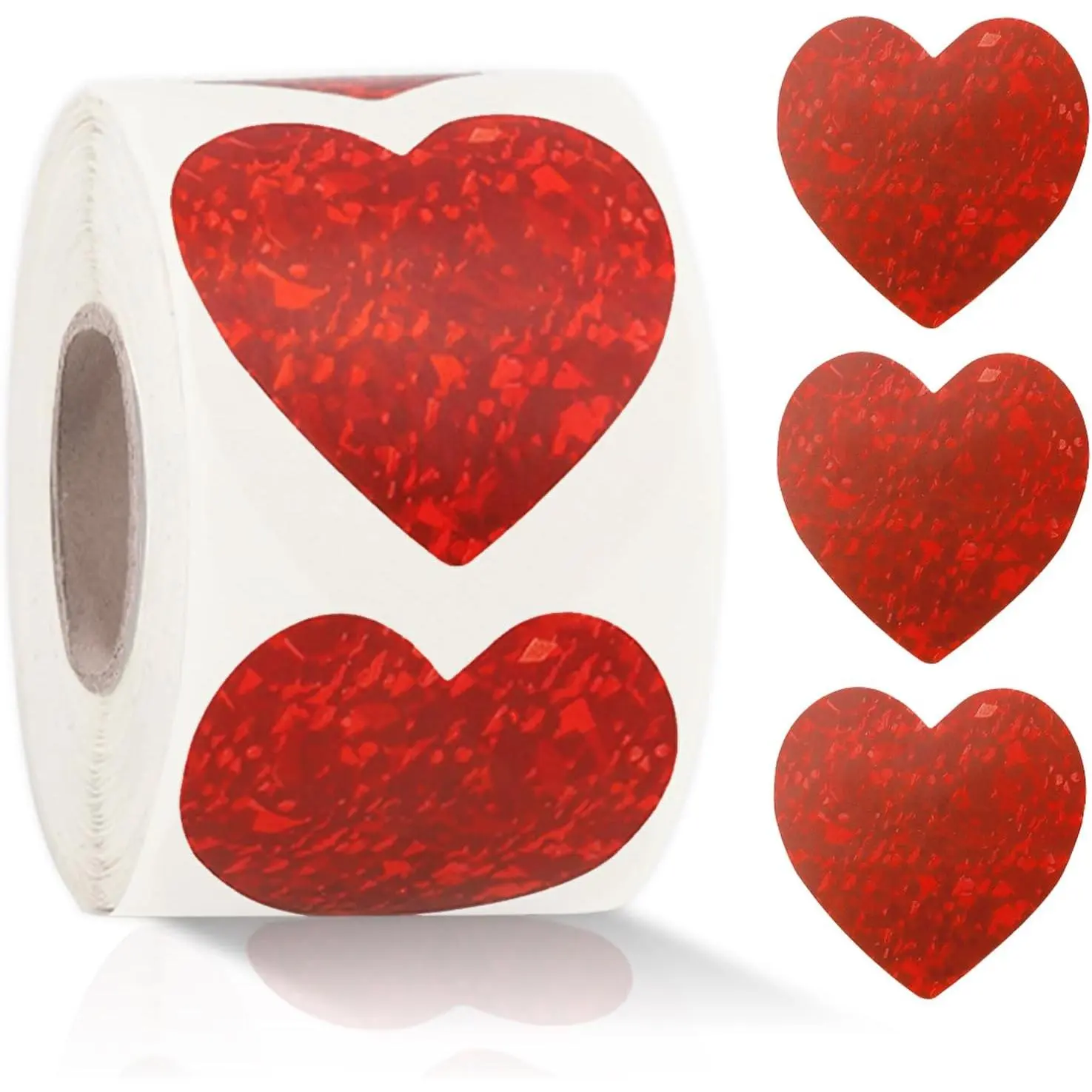 Heart Stickers, 500Pcs 1.5" Red Heart Stickers Roll, Self Adhesive Valentine Sticker for Envelopes Seal Card, Love Decorative Labels for Valentine's Day Award Birthday Wedding Valentines Supplies