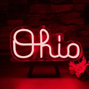 Ohio LED Decorative Neon Sign — Wall-Mounted Modern Home Art Decor (USB-Powered) — Gift for Friends & Family