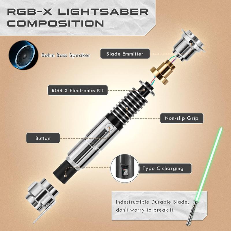 NeoPixel Lightsaber 16 Pure RGB Colors Infinite Changes Metal Handle for Adult Duels Role-Playing Epic Toy with Motion Control Sound Effects Cyberpunk Turboflex Sword