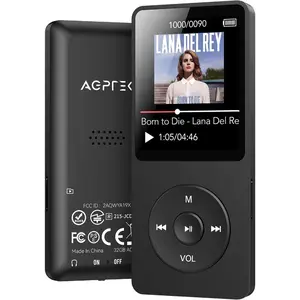 SUNDAY MIRTH MP3 Player with Bluetooth 5.3, 1.8 inch Portable Music Player with Speaker, FM Radio, Voice Recorder, Supports Expanded Up to 128GB(Black, 32GB)
