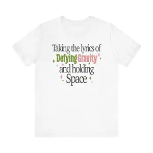 Defying Gravity Lyrics Tee, Wicked Meme Shirt, Holding Space T-Shirt, Wizard Movie Fan Apparel, Musical Gift Menswear