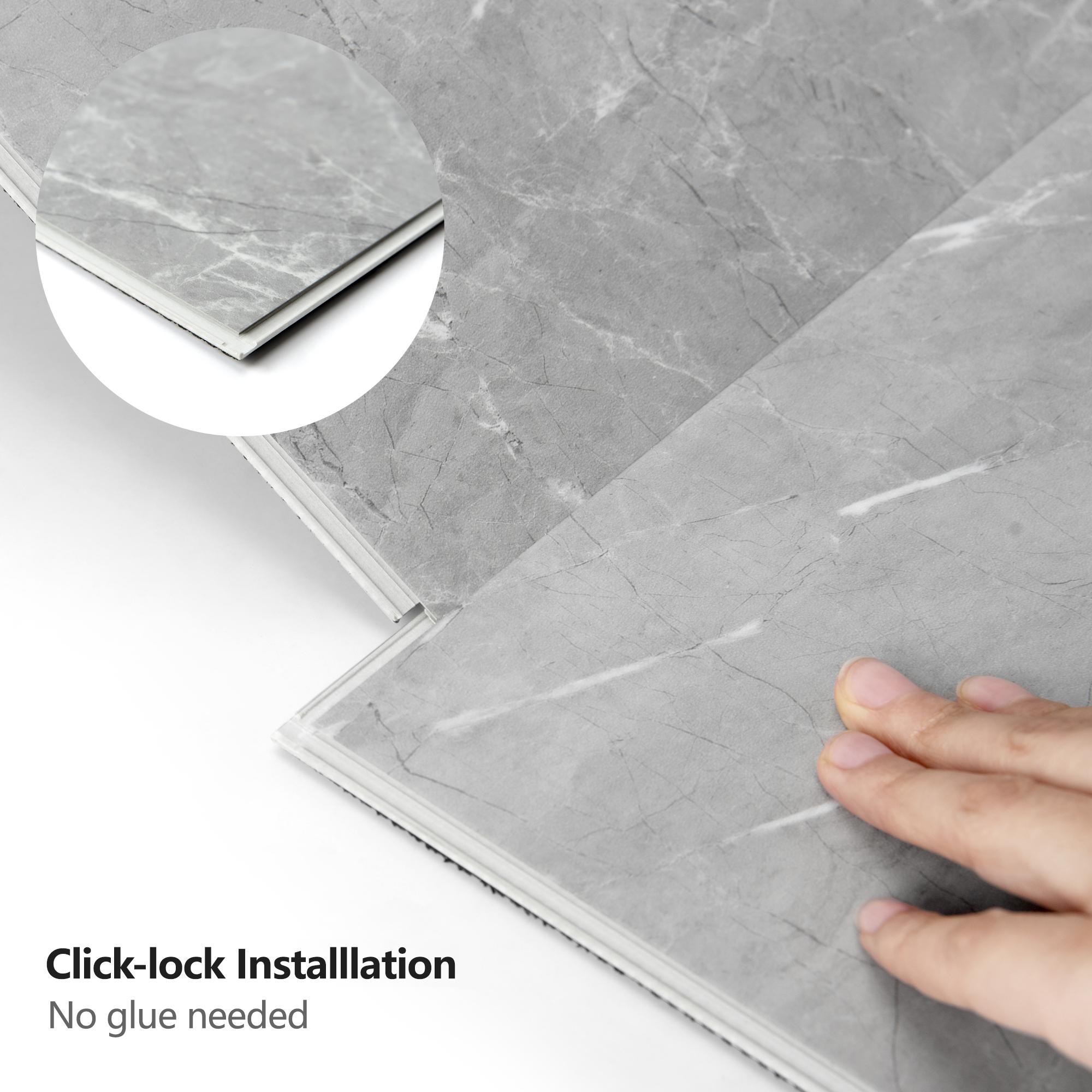 Art3d 12-Pack 24"x12"  Click-Lock Vinyl Plank Flooring Marble Texture Waterproof Floor Tiles for Home & Office, Covers 24 Sq.Ft