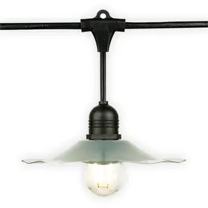 Patio Metal Light Bulb Shade for Outdoor Commercial String Lights, E26, Silver