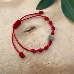 Minimalist Oval Charm Red Virgencita Bracelet