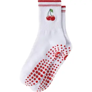 Womens Pilates Grip Socks Non Slip Yoga Socks with Grippy Bottom for Barre Workout Sticky Athletic Crew Socks Hospital Non Skid Traction Socks Cute and Comfortable for Women