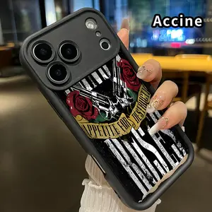 Case for iPhone 17 Pro Max 16 Plus 15 14 13 12 11 Air E Guns and Roses Pattern Soft TPU Full Camera lens Protection Rugged Phone Cover for