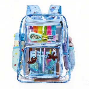 DAKIMOE Clear Backpack Heavy Duty Stadium Approved School Cute Transparent Backpacks Clear Bag Travel