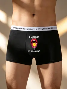 Men's Cartoon Print Briefs, Breathable Comfortable Fitted Underwear, Elastic Waistband, All-Season Casual Style