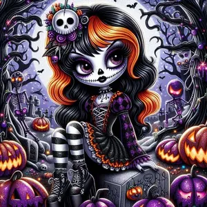 5D DIY Full Drill Round Diamond Painting - Diamond Art Kit Halloween Pumpkin Mosaic, Canvas - DIY Decor Painting, Home Wall Decoration, Perfect for Halloween, Christmas, Independence Day, Birthday, and Anniversary Gifts.