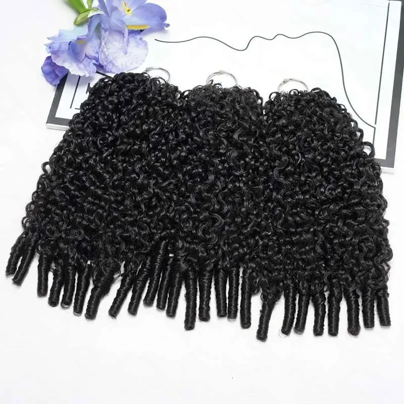 Vshow Hair Crochet Human Hair Extension Burmese Curly Natural Black Machine Made Feather Soft 50g/pcs 100% Human Hair Weaving