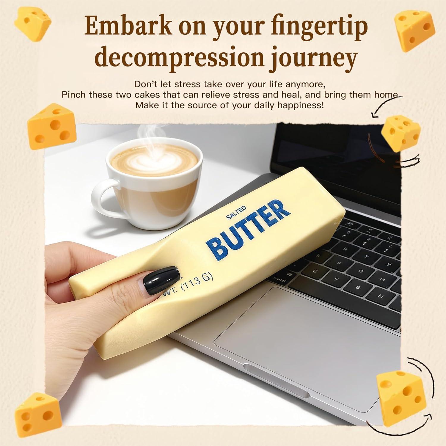 Soft Slow Rebound Butter Stick Squeezing Toy Realistic Butter Sticks Decompression Fidget Toys