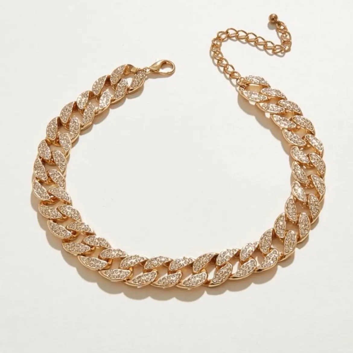 Women Rhinestone Cuban Link Necklace