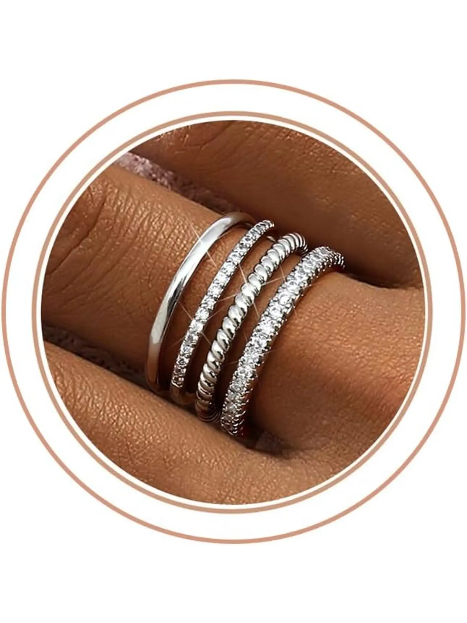 Stackable Rings for Women  Golden Plated Stackable Thin Ring Minimalist Non Tarnish Cubic Zirconia Band Rings Dainty Trendy Statement Stacking Ring Set Size 5-10
