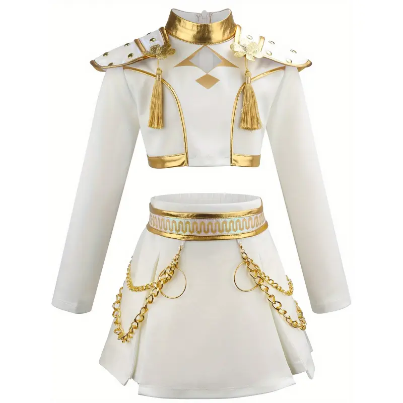 Girls' Polyester Color Block Light-Up Dance Costume Skirt Set - Regular Fit, Princess Mermaid Unicorn Theme, Party Wear, Hand Wash Safe, All Seasons, Ideal Kids' Gift for Carnival Halloween