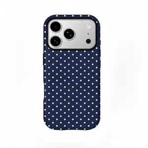 Simplified Navy Blue Dot Pattern Phone Case Suitable for iPhone 17 16 15 14 13 12 11 Pro/Max/Plus Anti Drop and Anti Shock