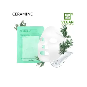 CERAMINE VEGAN AQUA CHAMAECYPARIS OBTUSA LEAF MASK PACK - Contains concentrated Chamaecyparis Obtusa Leaf extract, Sodium Hyaluronate and Ceramide in a plant-based eucalyptus sheet.