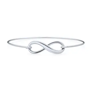 Delicate Minimalist Eternal Love Knot Infinity Bracelet Bangle Sterling Silver