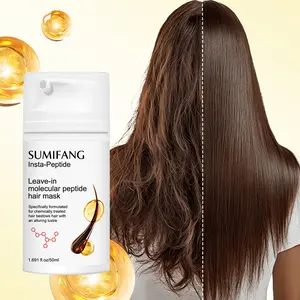 SUMFANG Leave-in Peptide Hair Mask 50ml – Peptides + Keratin + Olive Oil – Specially designed for chemically damaged hair, restoring nourishment, smoothing frizz, and adding captivating shine | Deeply moisturizes, strengthens fragile hair strands, and pre