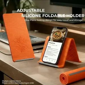Portable foldable silicone phone holder, Cell phone stand, can be bent into any shape, adjustable stand at multiple angles, non slip desktop base, water cup heating pad, suitable for mobile phones, tablets, laptops, travel, outdoor, office use