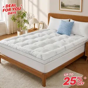 【Deals For You Days】KRIMANO Memory Foam Mattress Topper - Viscose Made from Bamboo Pillow Top Thick Queen Size Mattress Pad for Back Pain, Ultra Soft & Cooling for Hot Sleepers, 6-18'' Deep Pocket bedroom