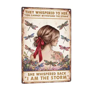 Inspirational Positive Quotes Wall Decor - She Whispered Back I Am The Storm - Hippie Boho Wall Art - Motivational Poster - Encouragement Gifts for Women - Rustic Bedroom Living Room Home Office