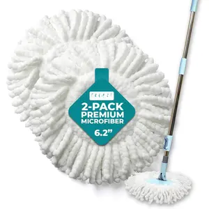 Spin Mop  Replacements -  Microfiber Mop Refills - Ultra-Absorbent, Washable Heads - Compatible with  Spin Mop Systems - Ideal for Tile, Hardwood & Laminate Floors - 2-Pack