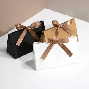 10pcs Triangular Creative Deluxe Gift Box with Bowknot Decoration, Handheld Bag Paper Box, Ideal for Business Gifts or Retail Packaging