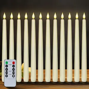 12pcs Flameless Taper Candles, 11 Inches Taper Candles Battery Operated With Remote Timer Dimmer, Plastic LED Candlesticks With Flickering Flame For Halloween Christmas Wedding, Valentine'S Day