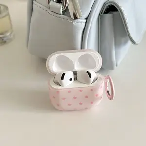 Fashionable Women's Earphone Case for Apple AirPods Pro 3/2, AirPods 4/3/2, Simple Design, Star Pattern, Round Ring, Stylish Accessory, Earphone Protective Cover