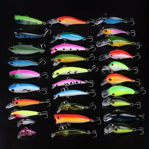 30pcs Mini Fishing Lure Kit Hard Bait for Bass Pike Trout Fishing Bait Set Include Popper  VIB Crankbait Fishing Tackle Fishing Gifts for Men