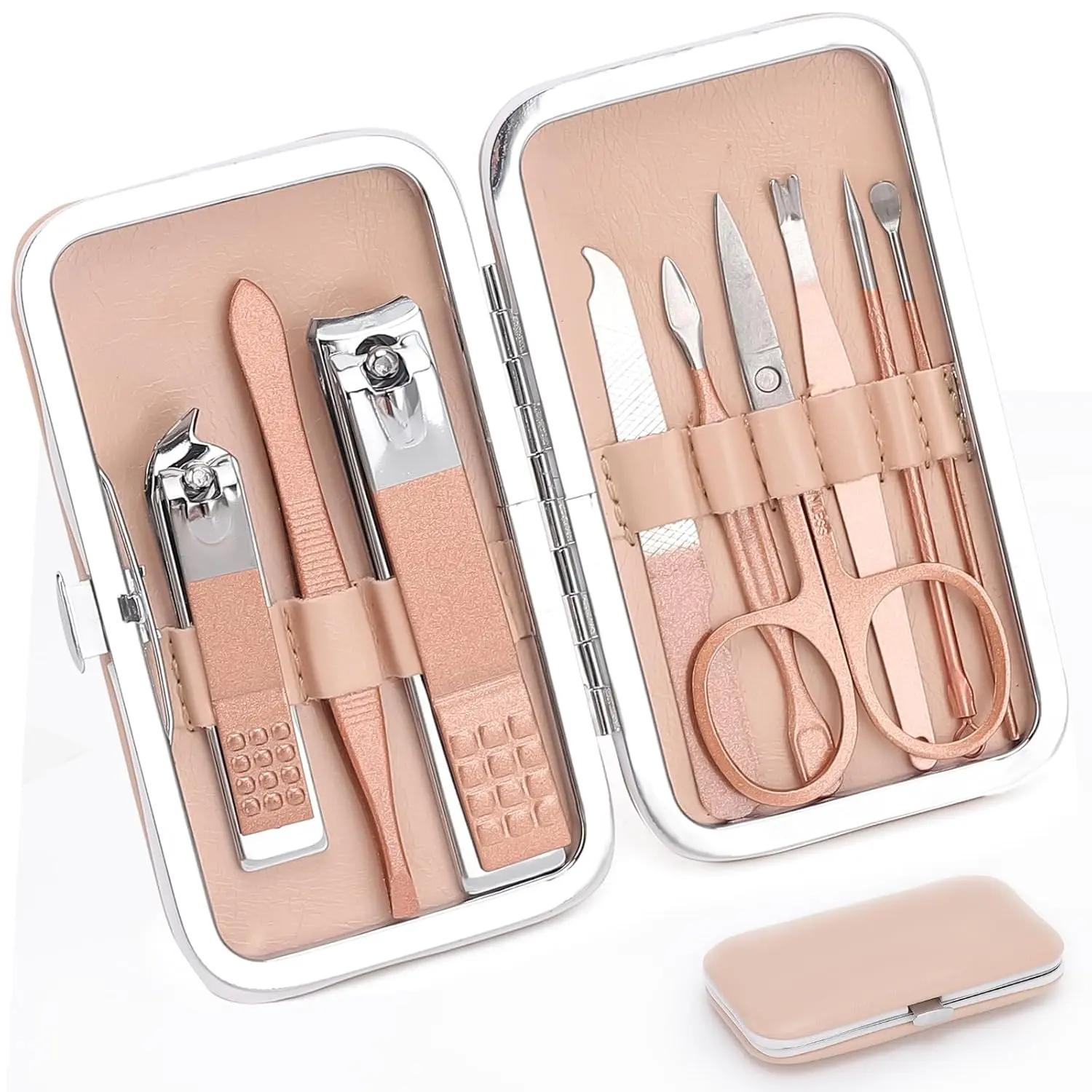 9 PCS Premium Manicure-Pedicure Set, Professional Nail Care Tools Kit with Fingernail Clippers, Cuticle Grooming Accessories, Luxurious Portable Travel Case (Ideal for Hand & Ft Care)
