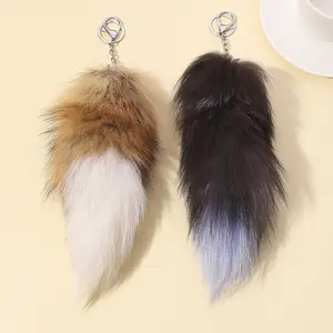 2026 Summer Faux Fox Tail Keychain Modacrylic Soft Fur Bag Charm for E-Girls Cosplay Gothic Accessories Conventions
