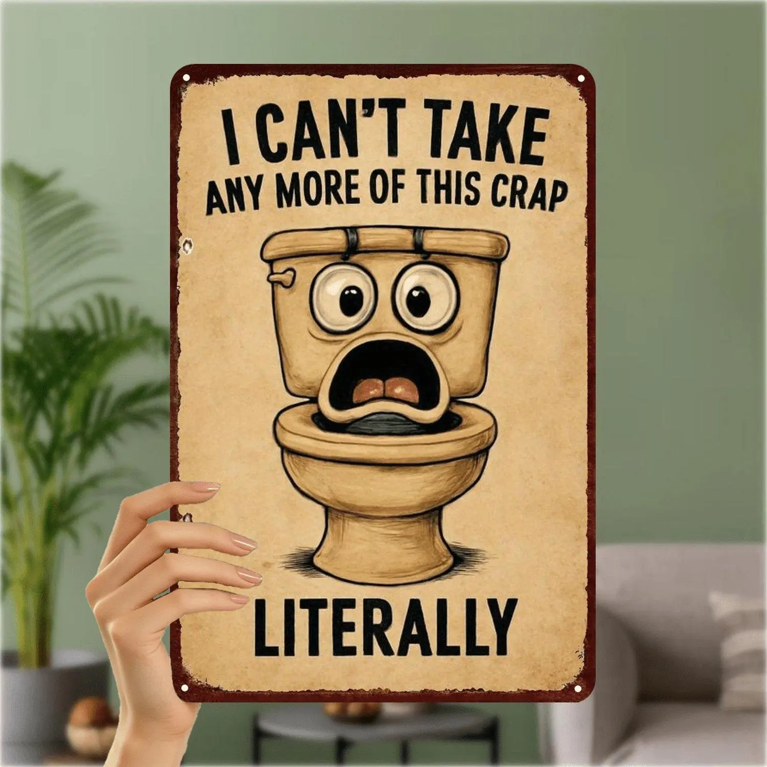 Prints 2D Flat 1pc Fun Toilet Humor Metal I Cant Take Any More of This Crap Literally Art 8×12 Inch Decorative Vintage Style Wall Decor Sign Panel