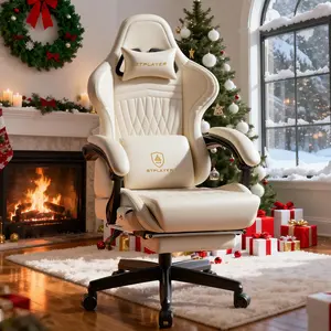 GTPLAYER Gaming Chair, Computer Chair with Footrest and Bluetooth Speakers, High Back Ergonomic Gaming Chair, Leather, Springtok Surround Sound