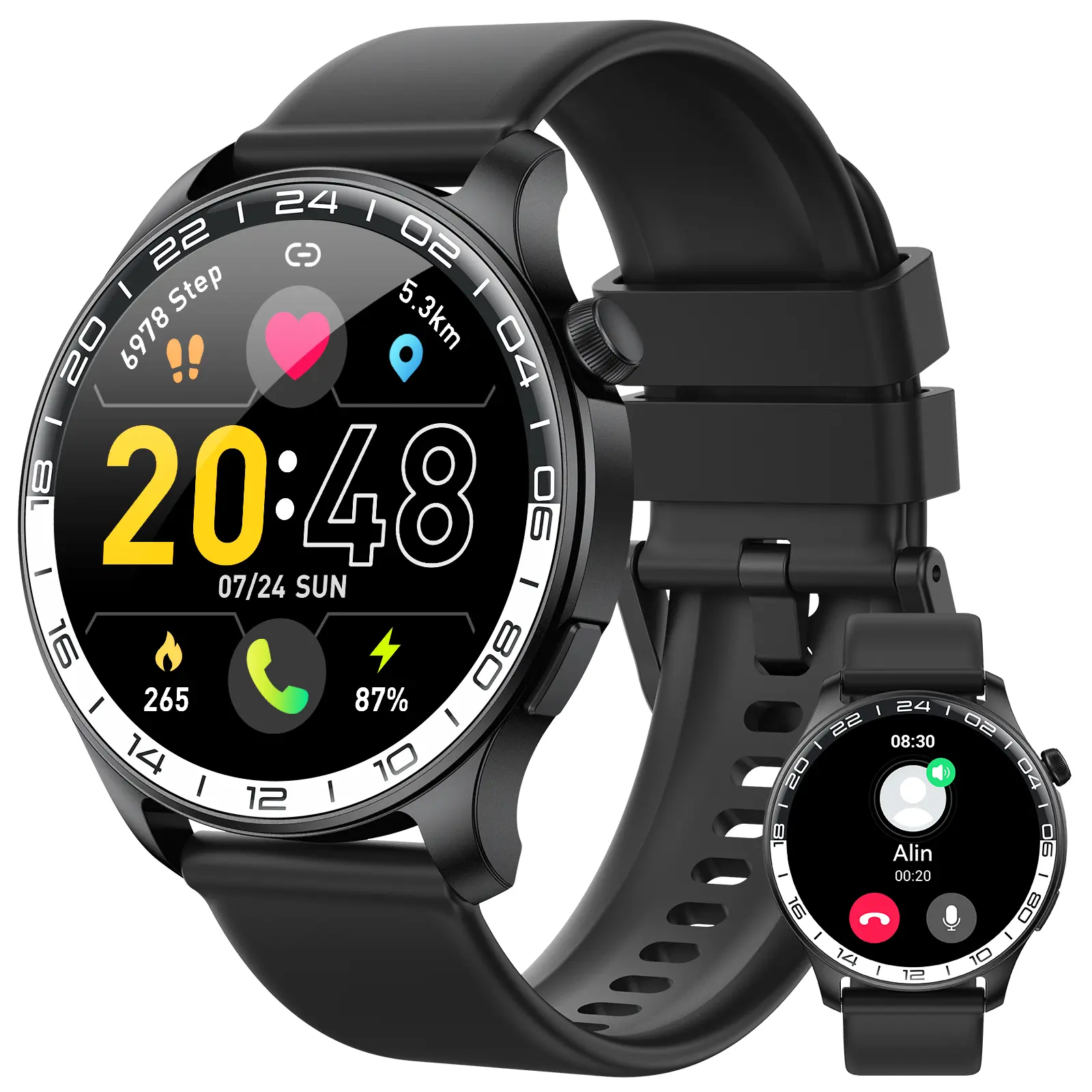 [DealsForYouDays] 1.43'' AMOLED Durable Silicone Health Fitness Smartwatch - Bluetooth Call, Heart Rate & Blood Oxygen Monitoring, 100+ Sports Modes, IP68 Water-Resistant Workout Wristwatch for Men & Women (Android Compatible)