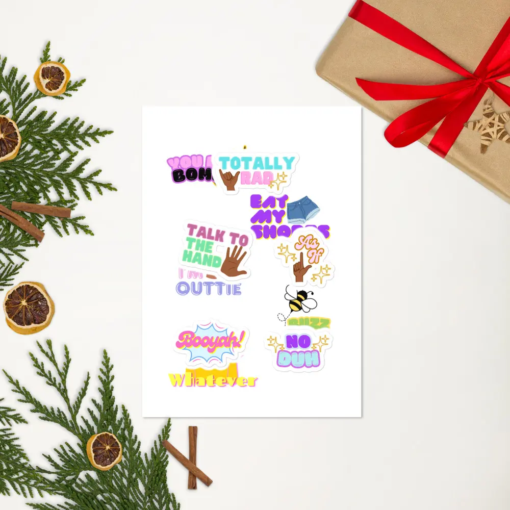 90s Vibes Sticker Sheet - Throwback Phrases to Keep It Cool