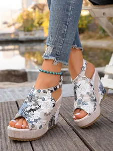 Women's ultra-high wedge sandals, new summer style platform thick sole height-increasing open-toe sandals, plus size shoes, Fashion