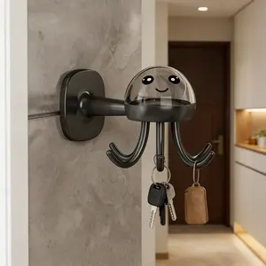 Cute Octopus Rotating Hook, Strong Adhesive No Nail Needed, Waterproof Design, Ideal for Bathroom Kitchen Bedroom Home Storage Decor