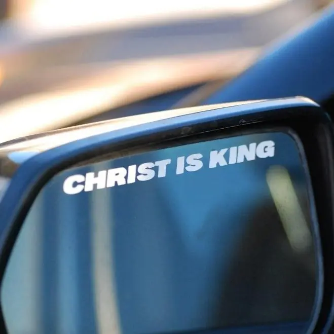 Christ Is King Decal for Vehicle Windows - Bold Clear Lettering, Customizable Sizes & Colors, Ideal for Personalizing Spaces or Gifting