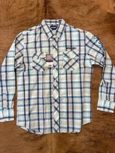 WRANGLER TEAL/BLUE SQUARE LONG SLEEVE SHIRT -112344431