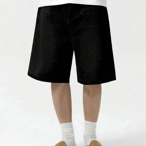 Men's Solid Color Denim Shorts, Minimalist Loose Shorts, Loose Casual Comfy Short Jeans for Daily Wear, Men's Bottoms for Summer