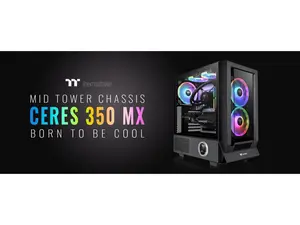 Thermaltake Ceres 350 MX Black Mid Tower ATX Case; 3 Pre-installed ARGB Fans; Dual Front Panels; Hidden-Connector Motherboard Compatible; CA-1Z3-00M1WN-00