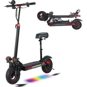 1200W Adult 11" Offroad Escooter 48V 21Ah Battery 50-55km/h Max Speed 31-35 Miles Range Fast Electric Scooter with LED Lights Dual Suspension & Double Disc Brake