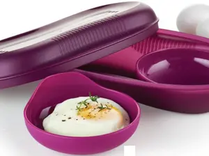 Tupperware Microwave Breakfast Maker Set - Purple Cabbage Color - 430mL Capacity - Oil & Oven Safe - Compact Design - Dishwasher Friendly - Healthy Omelets & Poached Eggs - Efficient Cooking - Easy to Clean - Versatile Use for Any Meal