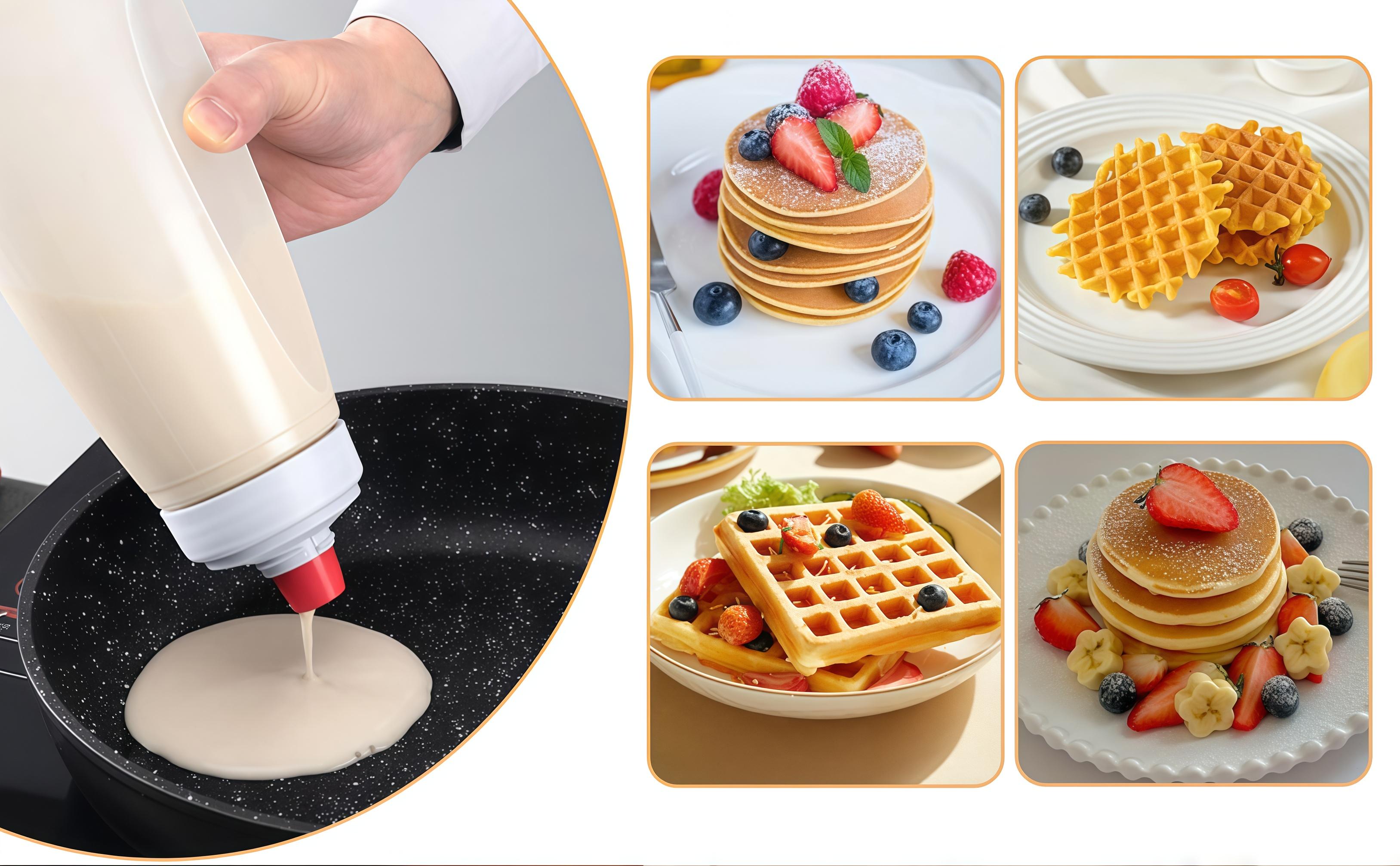 Pancake Batter Mixer & Dispenser - Squeeze Bottle with Stainless Whisk Ball for Perfect Pancakes, Muffins & Cupcakes, Essential Spring Kitchen Gadgets Pancake Batter Mixer & Dispenser - Squeeze Bottle with Stainless Whisk Ball for Perfect Pancakes, Muffins & Cupcakes, Essential Spring Kitchen Gadgets