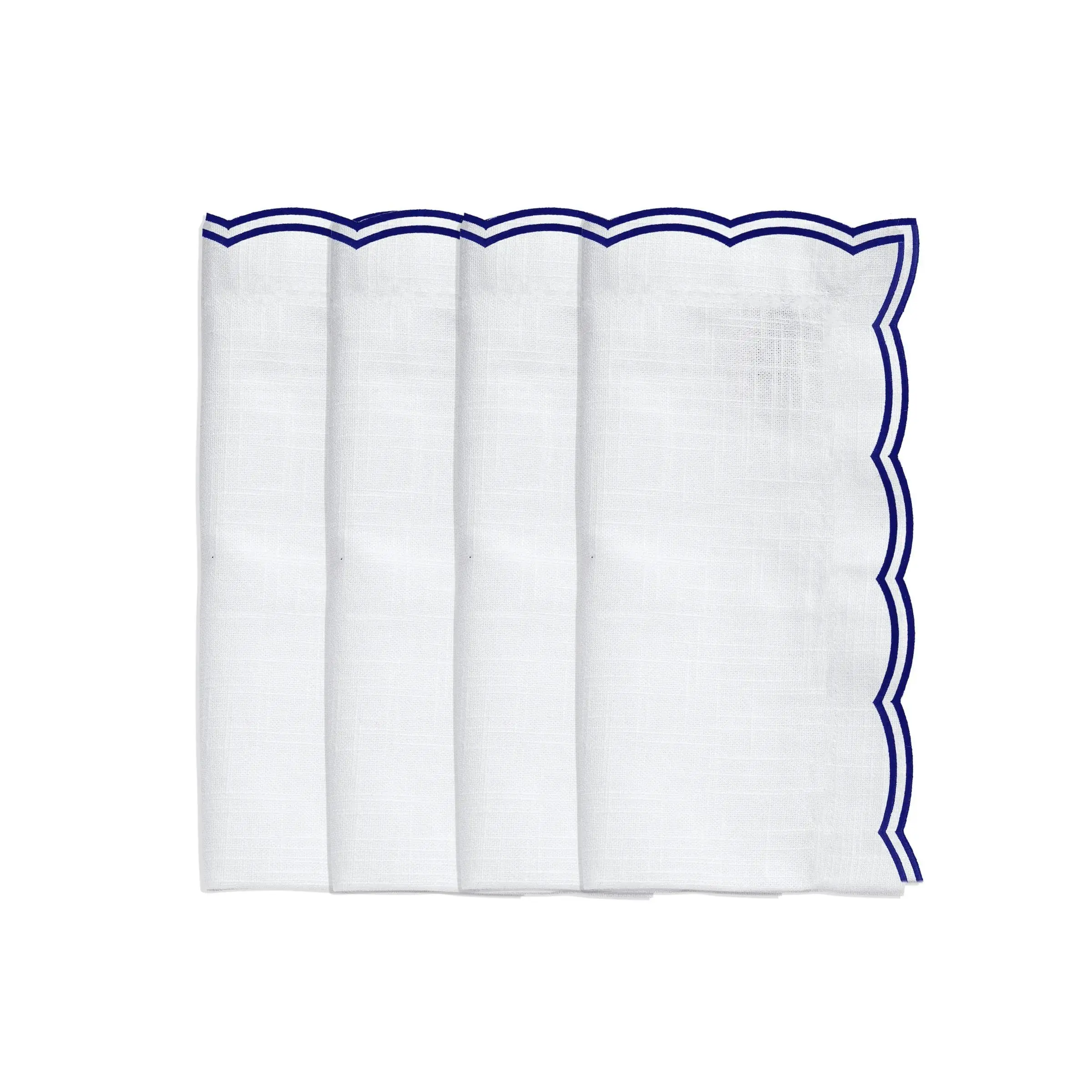 Navy and White Scalloped Napkin