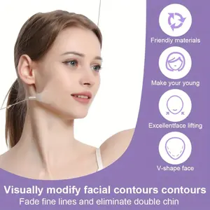 Invisible Facial Tape Set with Adjustable Elastic Strap, Reusable Clear Skin Tightening Bandage, Neck Chin Dual Jaw Care