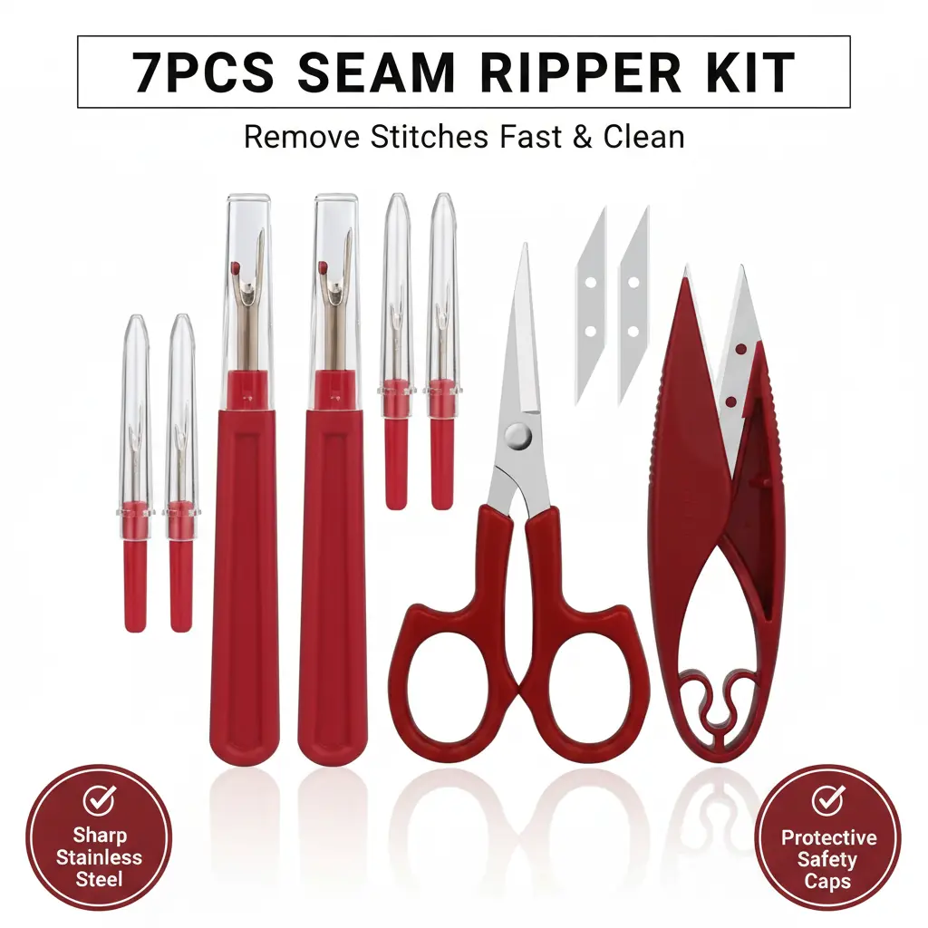 7PCS Seam Ripper Tool Kit for Sewing for Clothing Alterations, DIY Crafts & Home Use